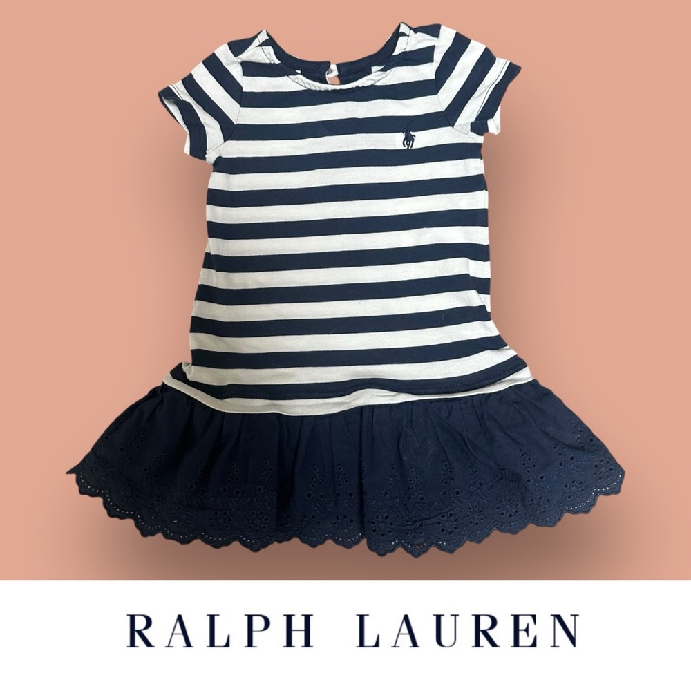 Ralph Lauren Blue and White Striped Dress, Size 6 M, MSRP $32